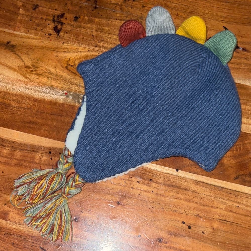 Capelli of New York Blue Dinosaur Knit Hat with Multicolor Spikes
